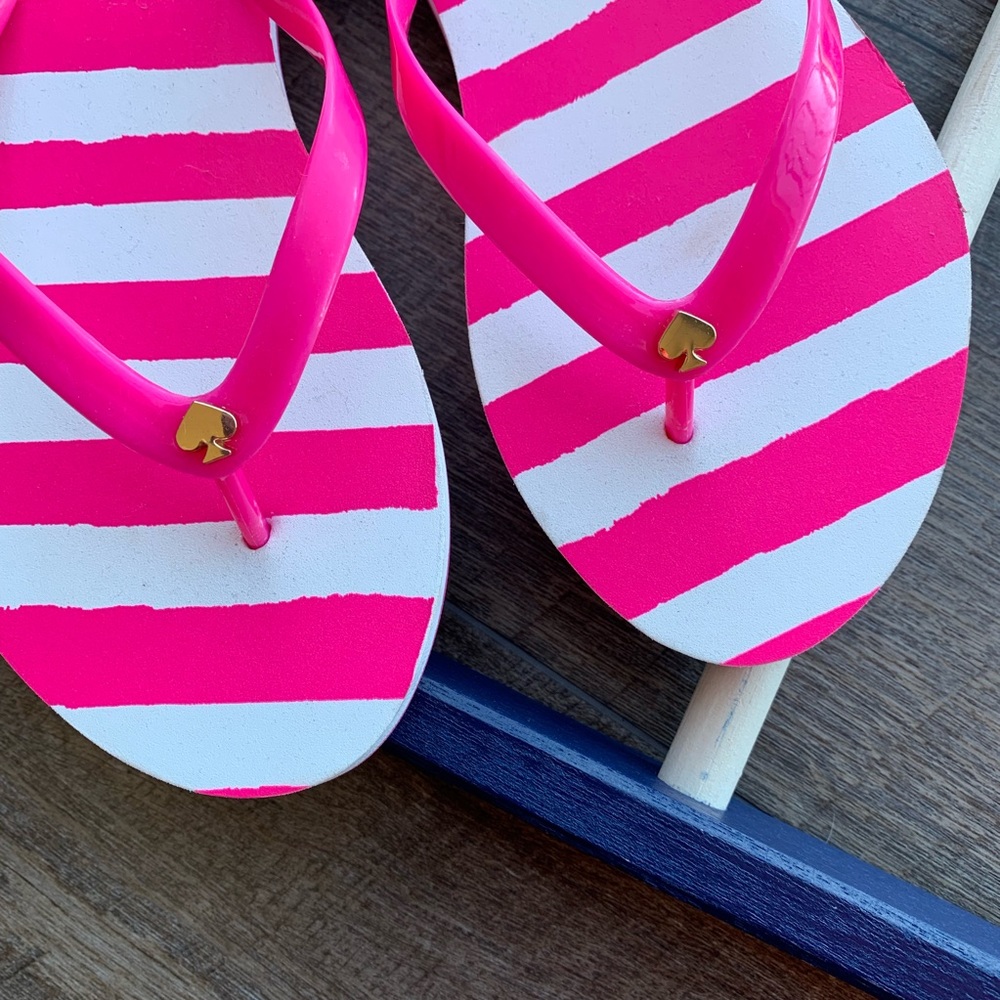 NWOT Kate Spade Bright Pink Striped Sandals - Picture 6 of 8